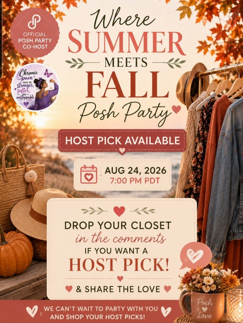 Where Summer Meets Fall Posh Party Invitation 8/24/26 @ 7:00pm PDT